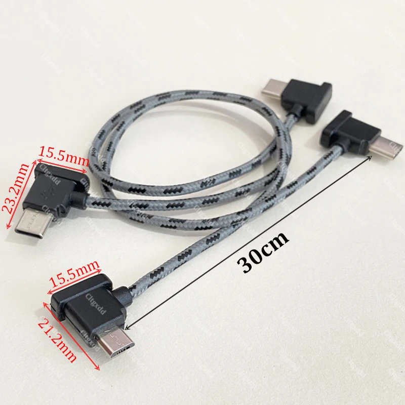 30 cm langes, geflochtenes Nylon-Kabel mit Fernbedienung, Typ-C-Adapterkabel, kompatibel mit Mavic3 AIR2 AIR2S MINI2, Datenkabel für Telefon und Tablet – Detail 5