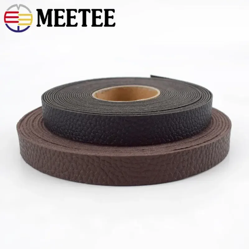 4Meters Meetee 15mm/20mm/30mm Width Imitation Leather Litchi PU Rope Ribbon Cords DIY Bag Clothes Jewelry Material Cowhide Strip