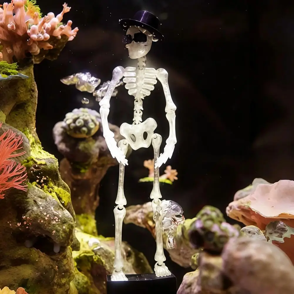 Dancing Skull Decor Aquascape Accessories for Freshwater Tanks Dancing Skeleton Aquarium Bubbler with Adjustable Air Flow 3d