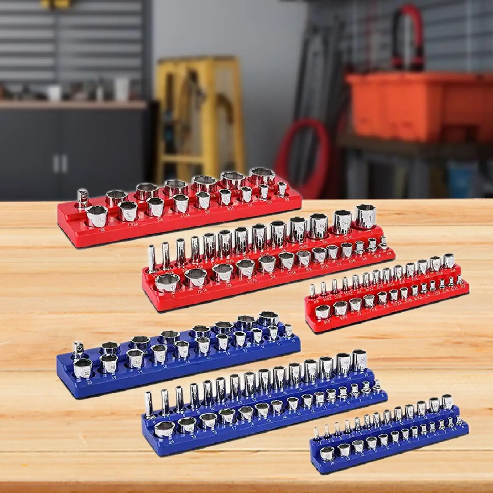 

6 Pieces Magnetic Socket Organizers Accessories for Tool Drawer Workbench