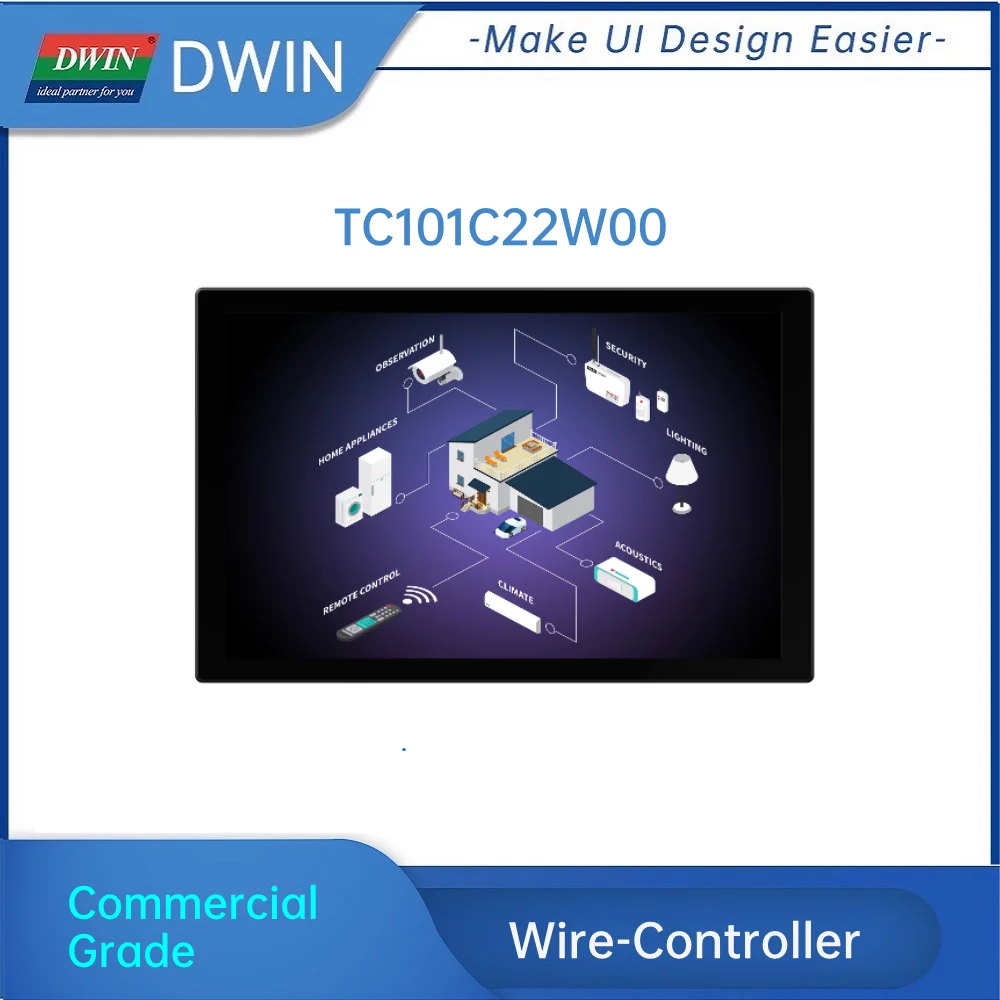 DWIN 10.1 Inch 350nit 1280*800 Tuya Wifi Smart Touch Ultra-thin IPS LCD Display Capacitive Screen Control Panel Wired Controller