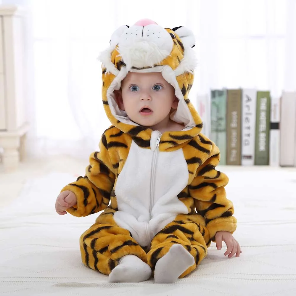 Baby Animal Pajamas Newborn Onesies Boys Girls Stitch Jumpsuits Children Panda Tiger Leopard Sleepwear Kids Flannel  Kigurumi