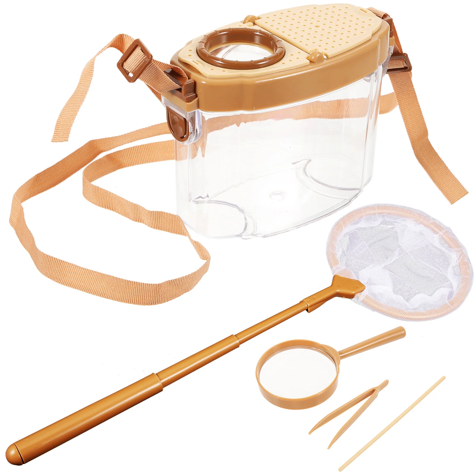 Kit attrape-insectes pour enfants, boîte d'observation des insectes, outil d'exploration en plein air, loupe à rabat, sangle réglable pour enfants, 1 ensemble