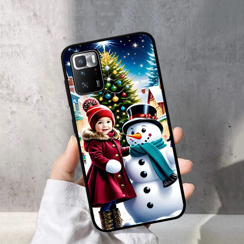 Cartoon Christmas Elk Snowman Phone Case For Redmi Note 4 X 5 A 6 7 8 T 9 9S 10 11 11S 11Epro Poco M3 pro