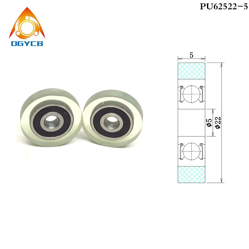 1pcs 8*22*5 mm PU Coated Rollers 688RS Plastic Bearings PU68822-5 OD 22mm Polyurethane Soft Rubber Guide Wheel Pulleys 8x22x5