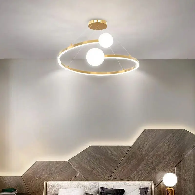 Imagem -03 - Nordic Minimalist Ring Led Pendant Lamp Regulável para Mesa Sala de Jantar Cozinha Ilha Quarto Lustre Luminária