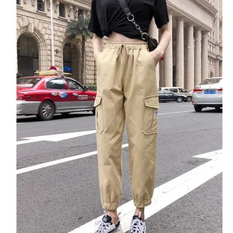 

Women's Clothing Elastic High Waisted Pockets Printing Geometric Letter Bloomers Cargo Trousers Spring Autumn Commuter Pants