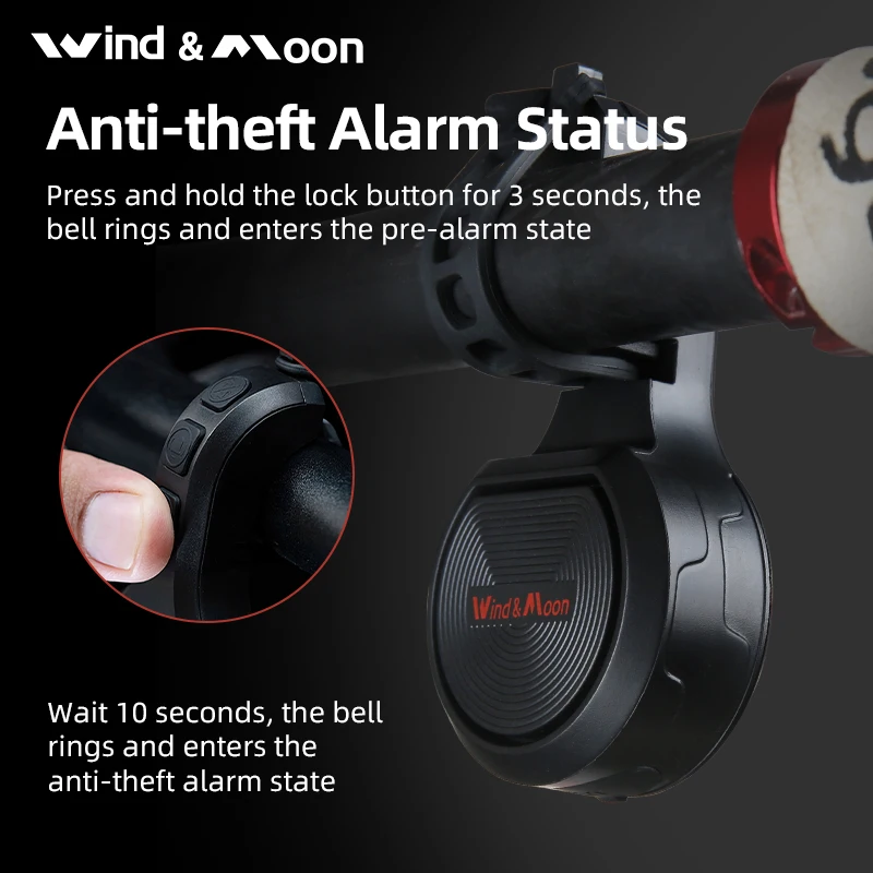 Bicycle Alarm Anti-theft Horn Rechargeable 130db Super Loud Waterproof Vibration Motion Sensor Pre-Alarm Electric Bike Bell