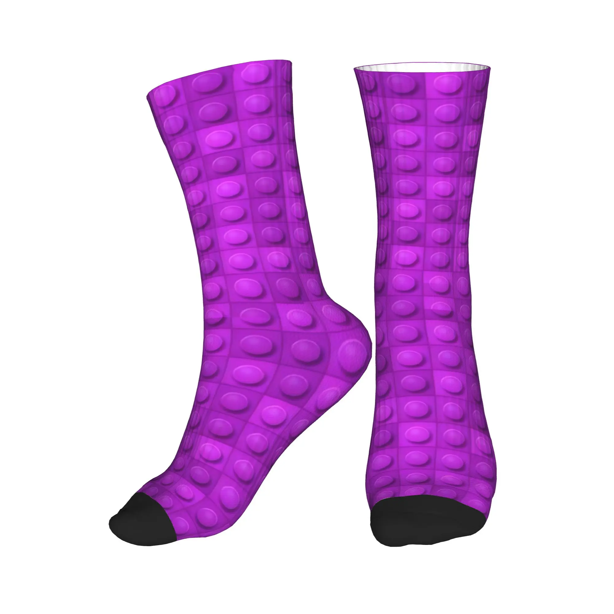 Solid Dark Purple Building Blocks Socks  Design Stockings Anti Skid Unisex Men Socks Medium Soft Winter Funny Cycling Socks
