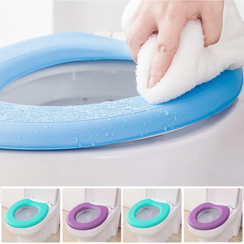 Waterpoof Toilet Seat Mat Soft EVA Reusable Toilet Lid Cover Closestool Protector O-shape Toilet Cushion Pad Bathroom Decor