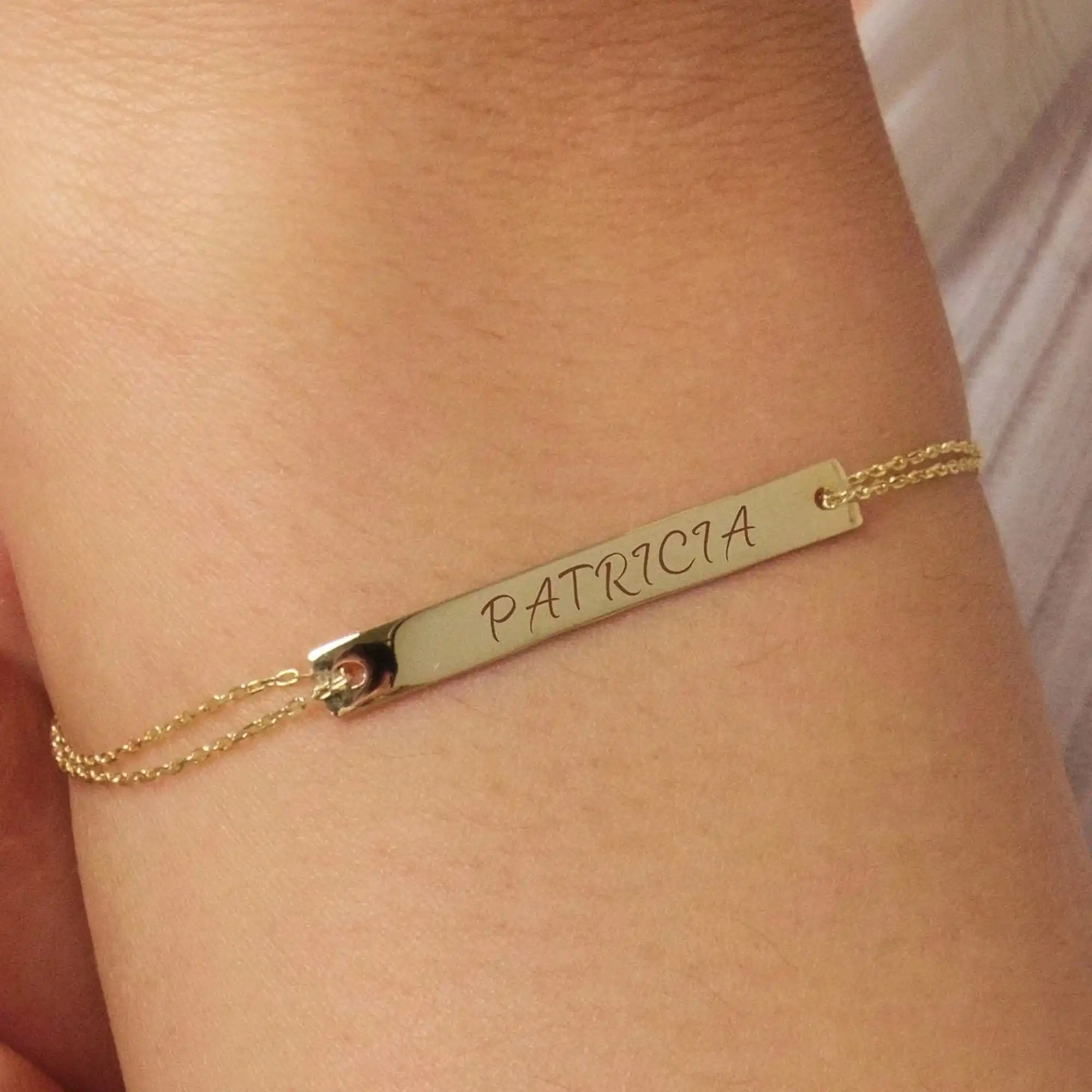 

DOREMI Custom Bar Bracelet Link Chain Bracelet Personalized Name Bracelet Engraved Bracelet For Women