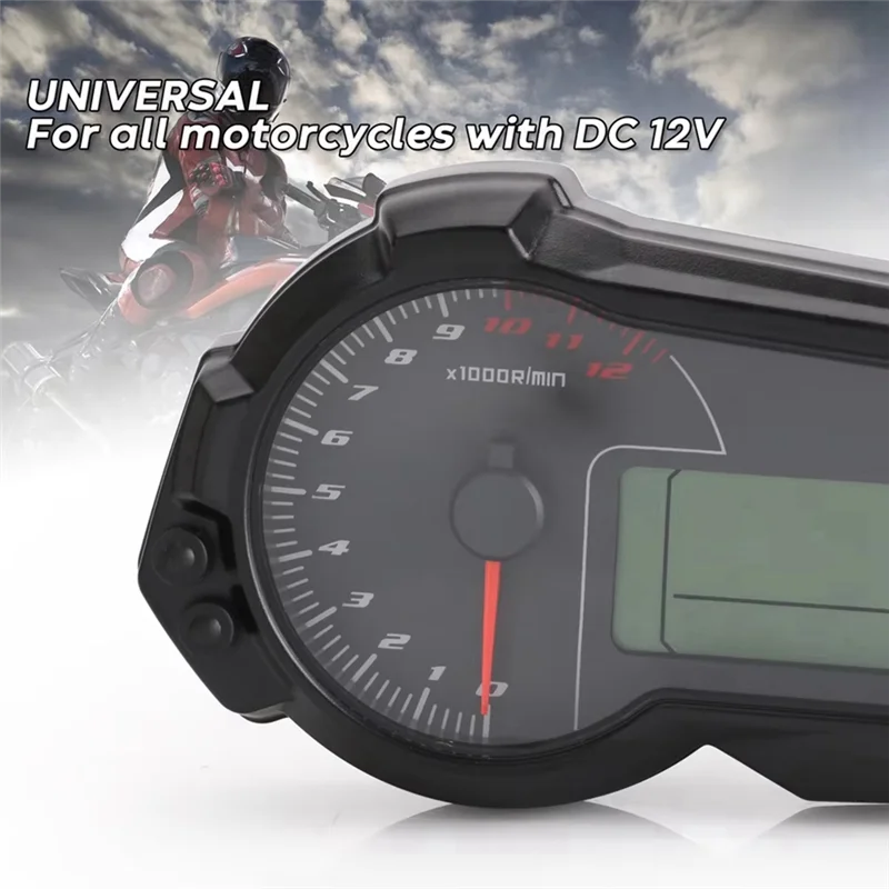 Clear Universal 1200RPM Motorcycle Odometer Tachometer UTV LCD Digital Speedometer Gauge For 2,4 Cylinders N1-6