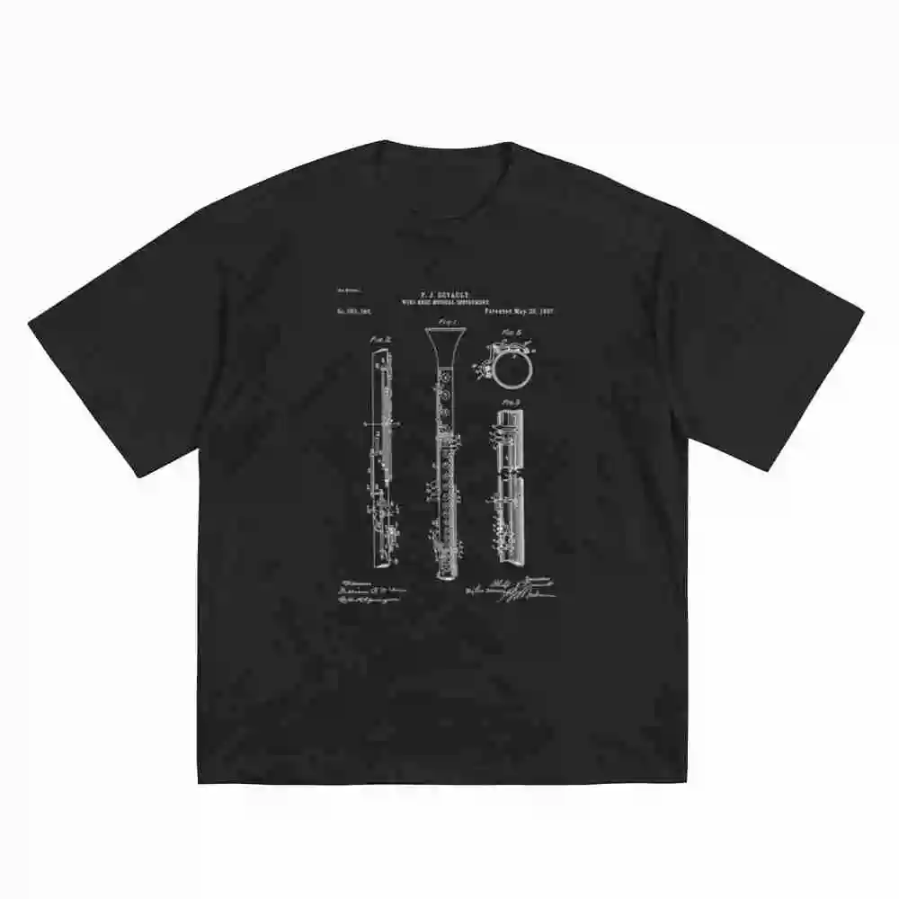 Clarinet Player Patent Woodwind Instrument Teacher Short Sleeve Tee 100% Cotton T-Shirt
