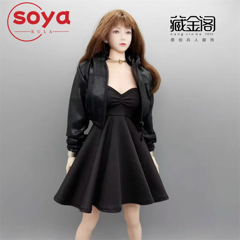 ชุดเดรสแบบไม่มีสายหนัง ขนาด 1/6 พร้อมแจ็คเก็ตหนัง สำหรับตุ๊กตาแอคชั่นฟิกเกอร์ขนาด 12 นิ้ว รุ่น TBL VCD Soldier