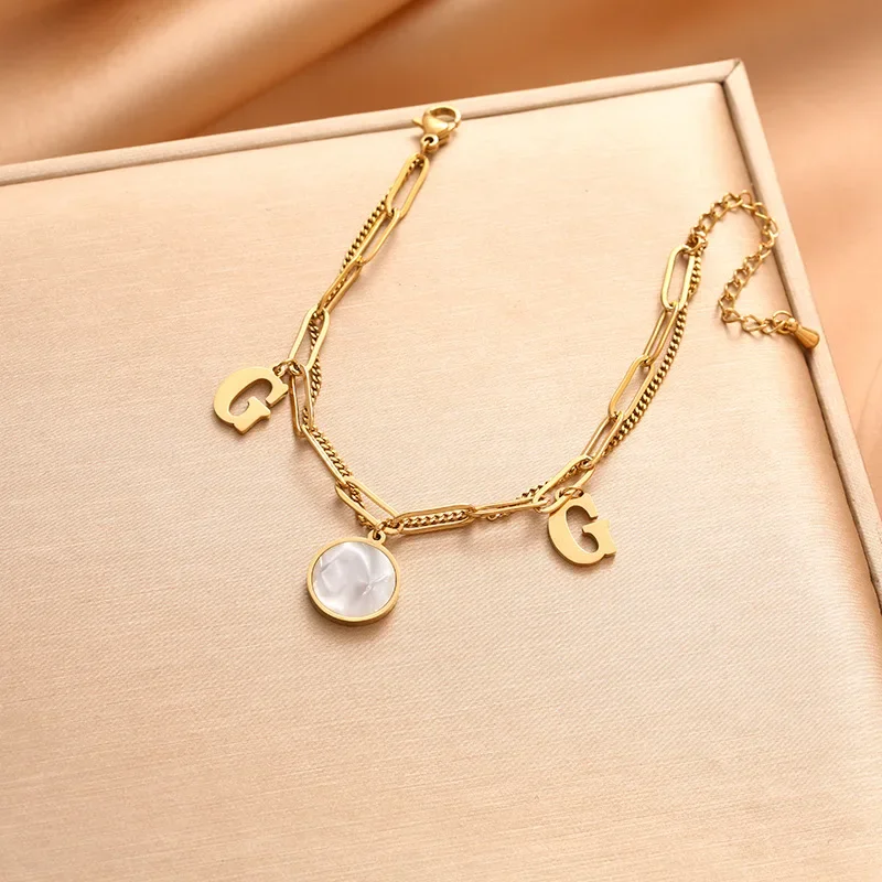 Новый браслет из титановой стали с буквой G, женский браслет в гонконгском стиле, персонализированная цепочка для сращивания, универсальные украшения 9527