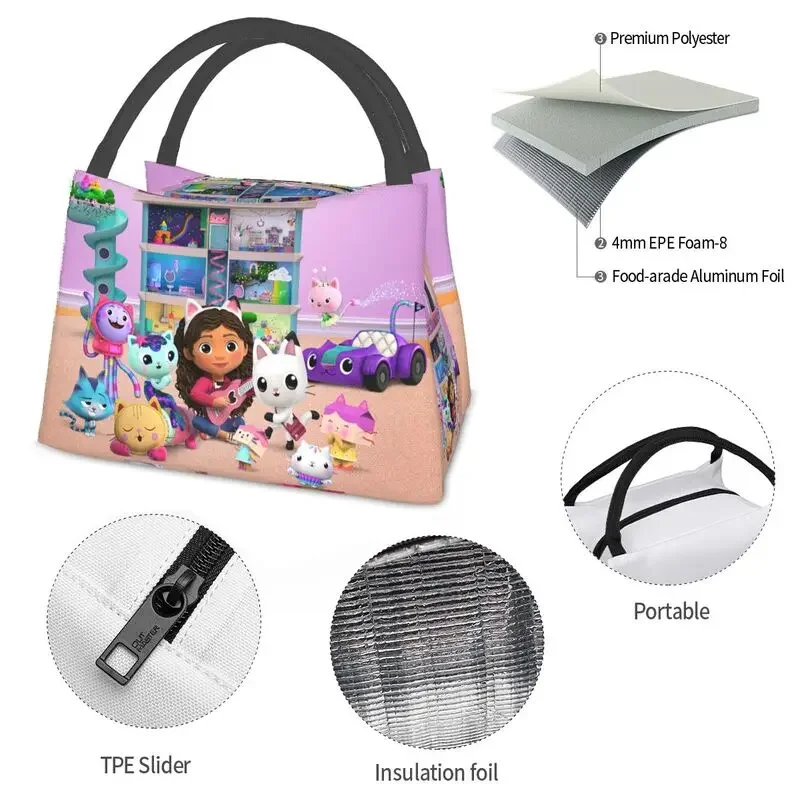 Custom Gabbys Dollhouse Lunch Bags Men Women Thermal Cooler Insulated Lunch Boxes for Picnic Camping Work Travel
