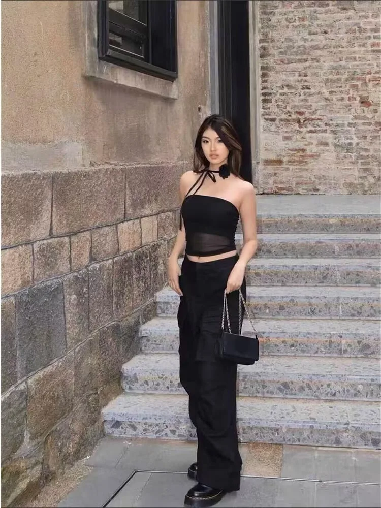 Y2K Sheer Mesh Tube Top See-Through Strapless Form Fitting Streetwear Going Out Cami