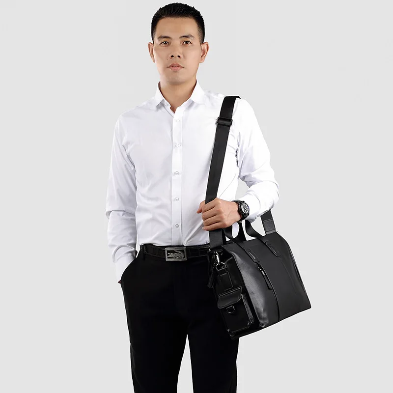 Genuine Messenger Bag Men Leather Simple Casual Briefcase Top Layer Laptop Luxury Brand Large Capacity Crossbody Men's Handbag
