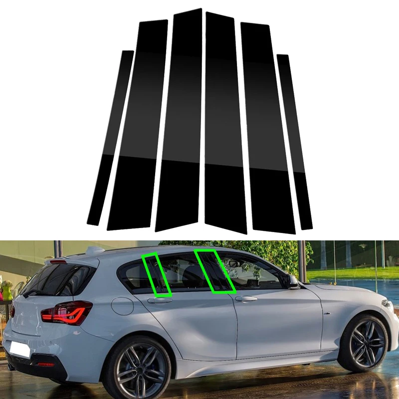 6Pcs For BMW 1-Series F20 2012 2013 2014-2019 Car Glossy Black Window Door Column BC Pillar Post Cover Trim Stickers Accessories