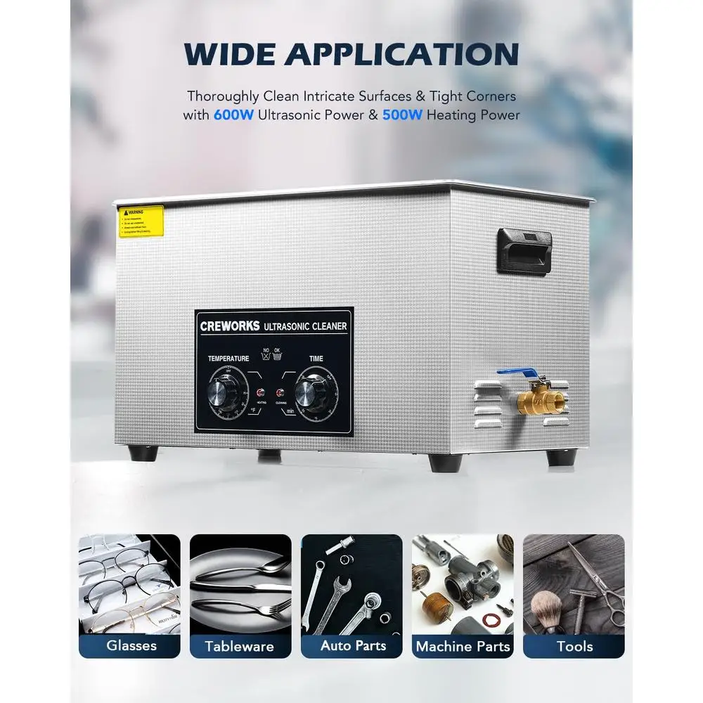 30L Ultrasonic Cleaner 600W Heater Timer 304 Stainless Steel Sonic Parts Cleaner 40kHz Deep Cleaning Machine