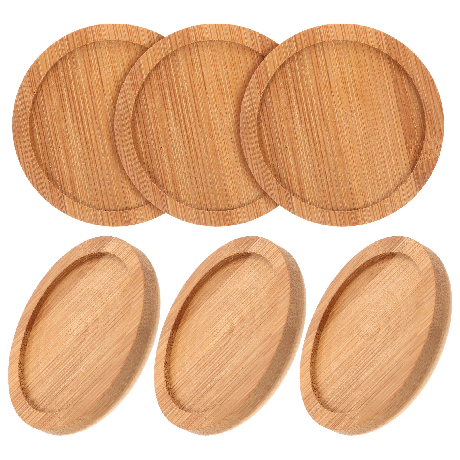 

6Pcs Bamboo Tea Coasters Round Cup Mats Non-Slip Heat Insulation Protection for Drinks Table Top Mug Pad Accessory