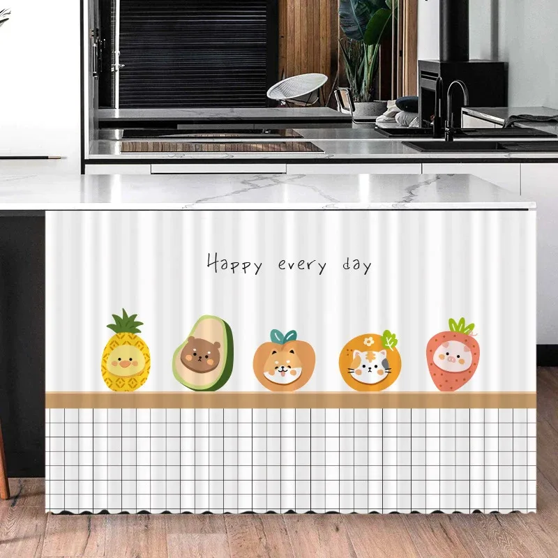 

Шторка-занавеска VIKAMA в скандинавском стиле с мультяшным фруктовым узором для столовой, тумбы под раковину, защиты от пыли, для домашнего декора