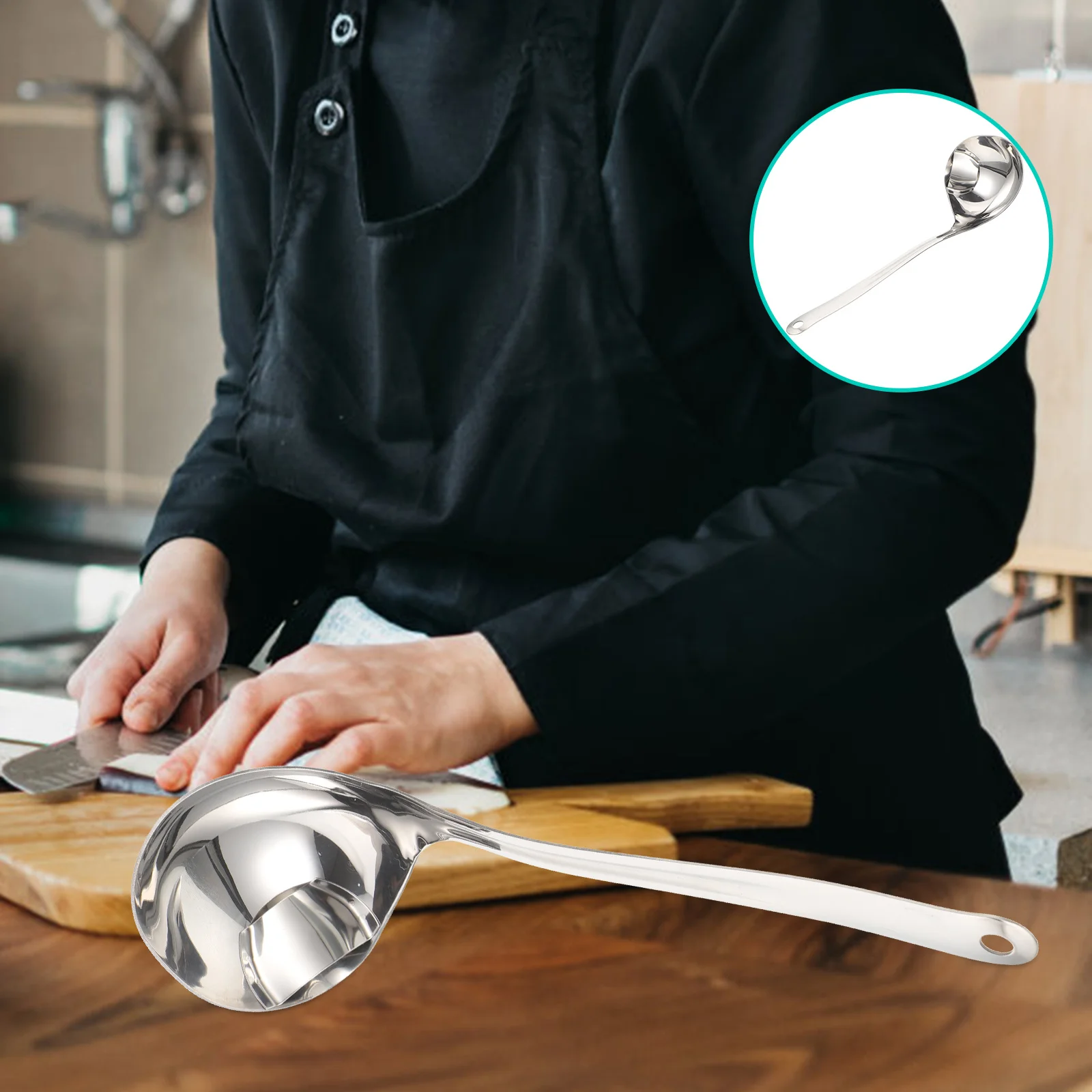 

Stainless Steel Soup Ladle with Strainer Long Spoon Oil Filter Fat Separator Mirror Polished Easy Clean Soup Ladle with Strainer