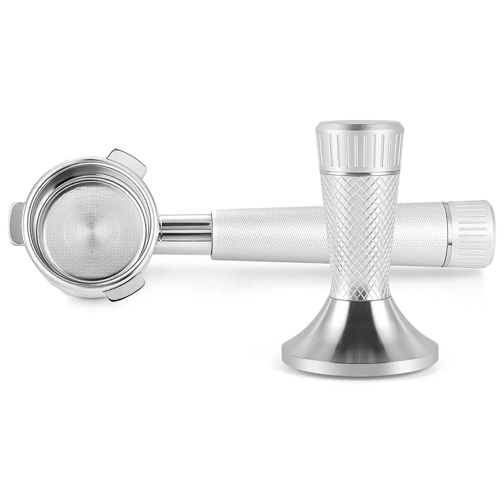 

54mm Bottomless Portafilter 53mm Espresso Tamper for 8 Series Espresso Machine with Basket Filter Silver