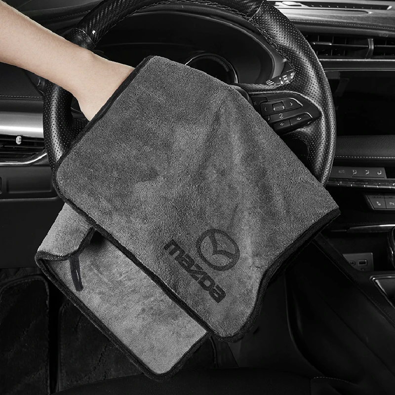 Car Wash Microfiber Towel Auto Emblem Cleaning Drying Rag Cloth For Mazda 2 3 Mazda 6 CX5 CX7 Demio Axela Atenza CX9 MX3 MX5 RX8