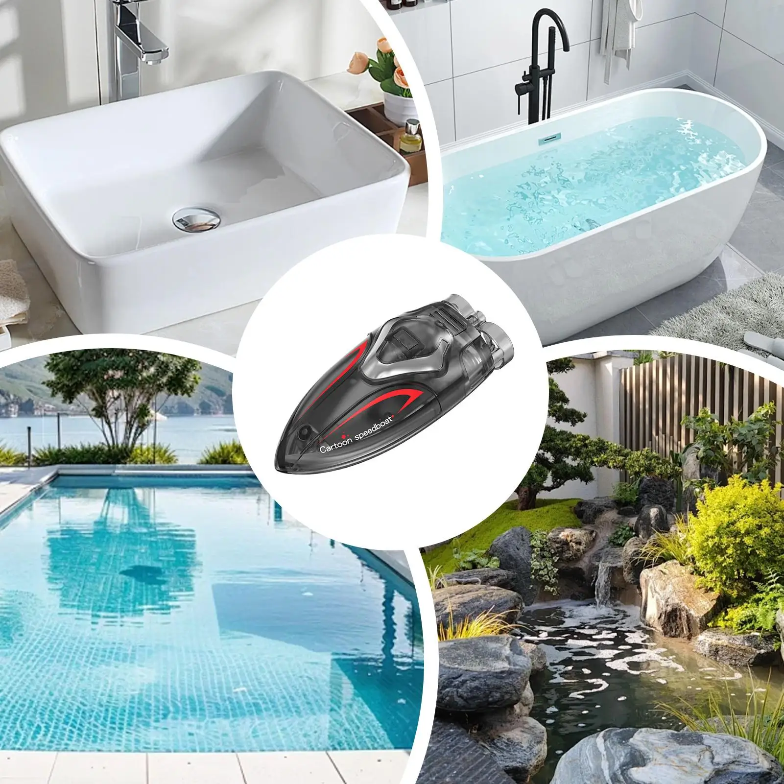 Remote Control Boat Portable Speedboat Toys Swimming Pool Entertainment Supplies 2.4GHz Mini Stunt Submarine Toy with Light