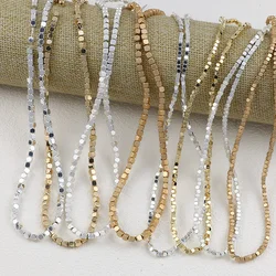 2/3mm Plated Gold Silver Color Square Hematite Cube Spacer Loose Beads for Jewelry Making material make bracelet DIY accessories