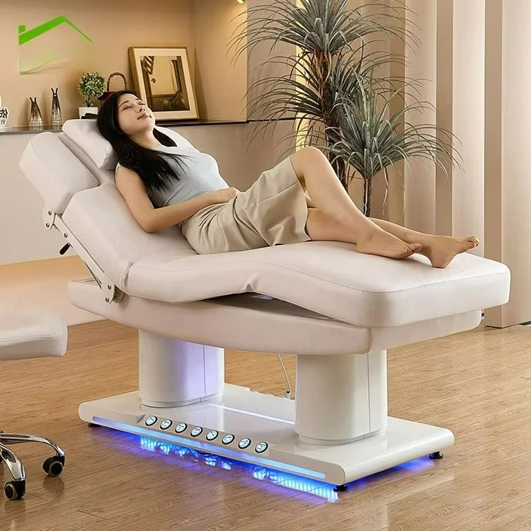 Cosmetic Massage Treatment Table Facial Spa Recliner Electric Curved Lash Beauty Bed