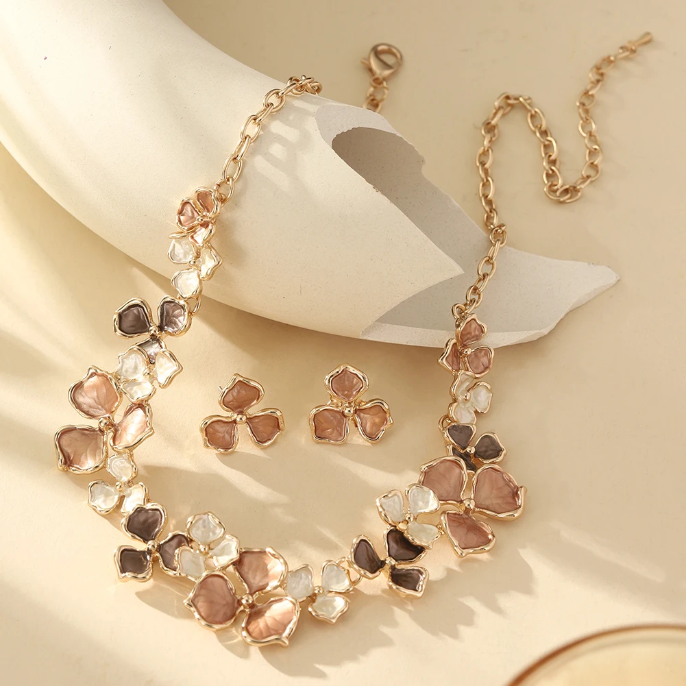 Cring Coco Enamel Flower Necklace for Women, Elegant Gift