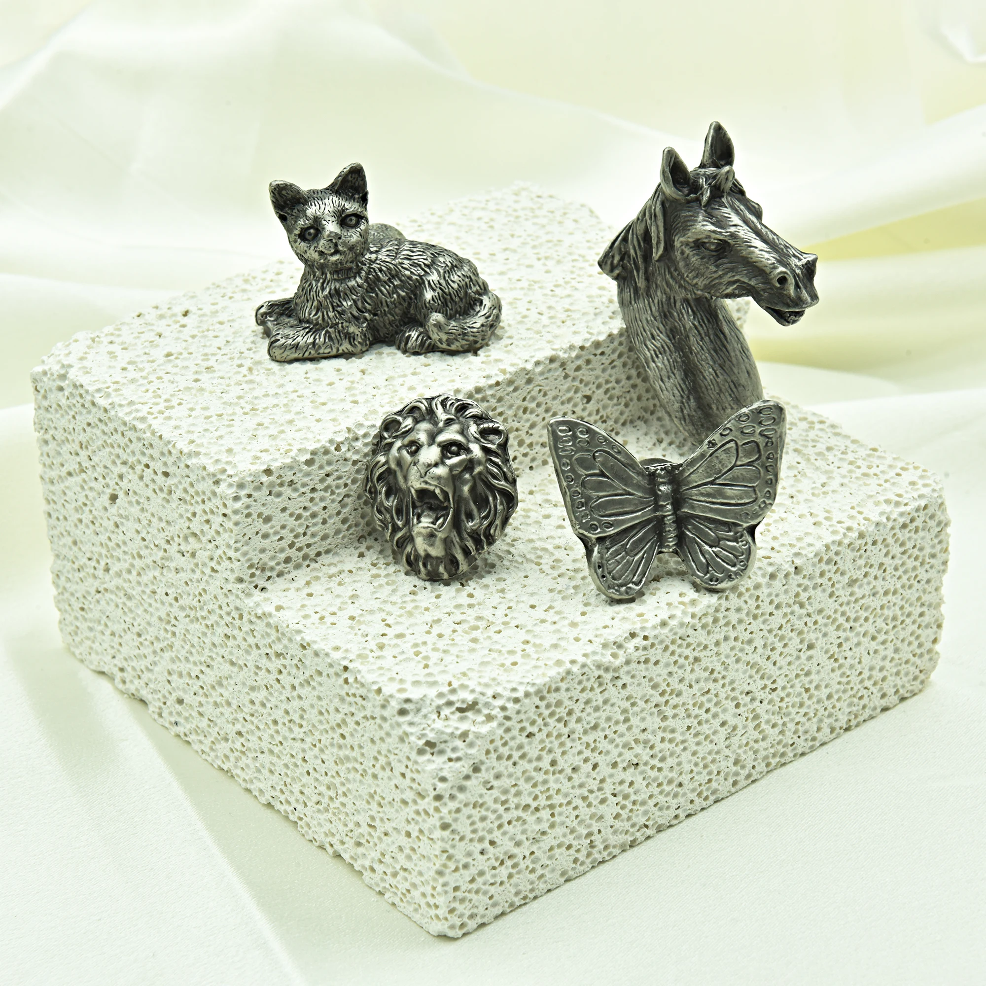 Antique Silver Animals Shaped Cabinet Handles Creative Drawer Knobs Decor Wardrobe Pulls Retro Pewter Alloy Furniture Hardware