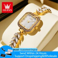 OLEVS 9987 reloj de mujer con esfera cuadrada, reloj de cuarzo resistente al agua para mujer, reloj de pulsera elegante Original de lujo para mujer, correa de acero