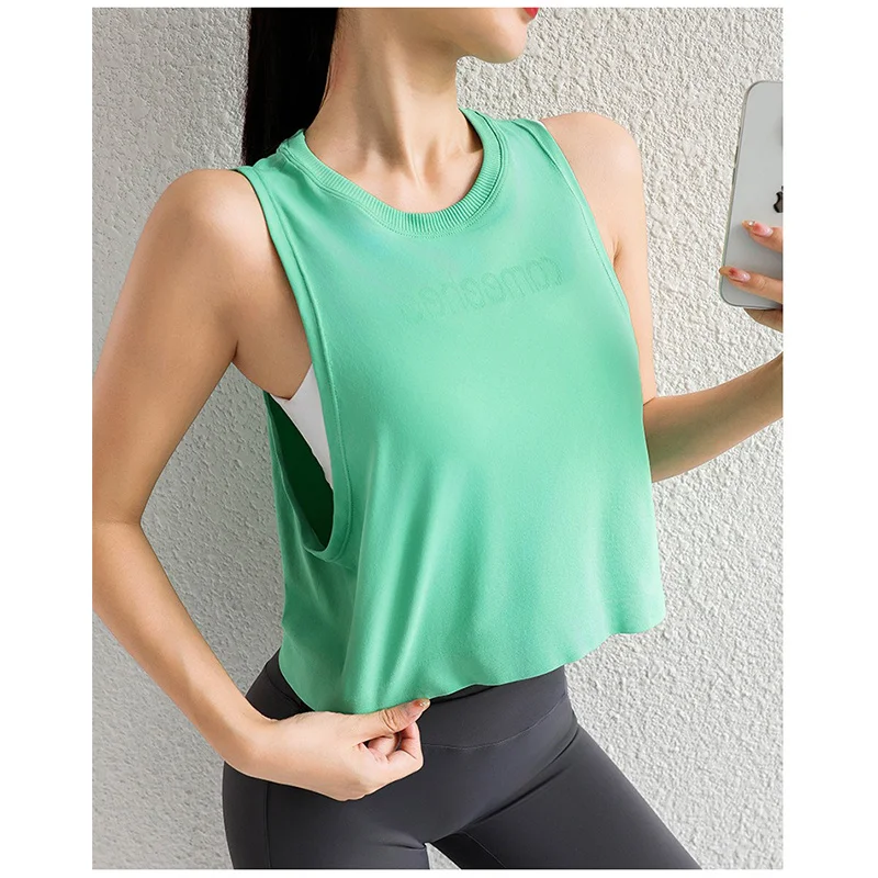 

Свободная майка Aiithuug для женщин: для спортзала, бега, йоги. Быстросохнущая спортивная укороченная майка для тренировок.