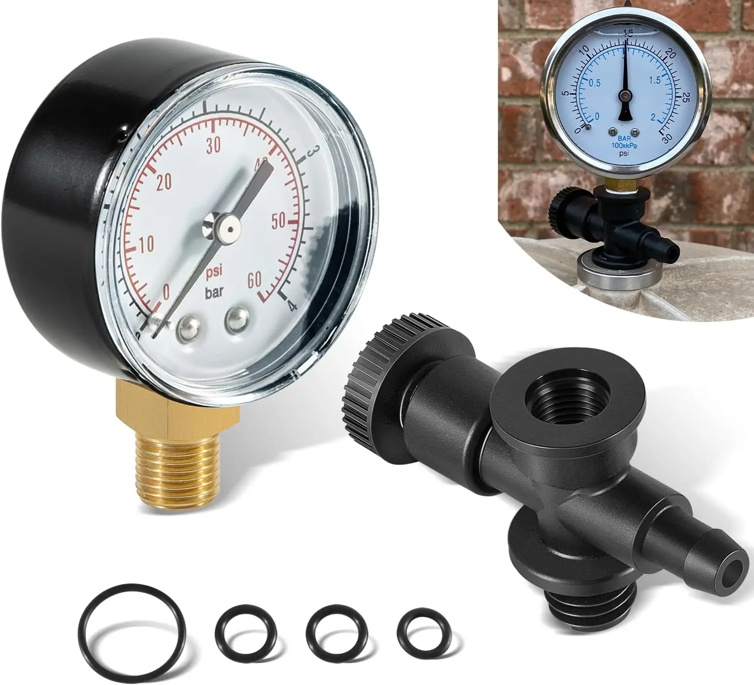 

DEX2400S Filter Air Relief & Gauge Adapter Assembly+ECX270861 Pressure Gauge+DEX2400Z3A O-ring Set for Filter Relief Valve Stem