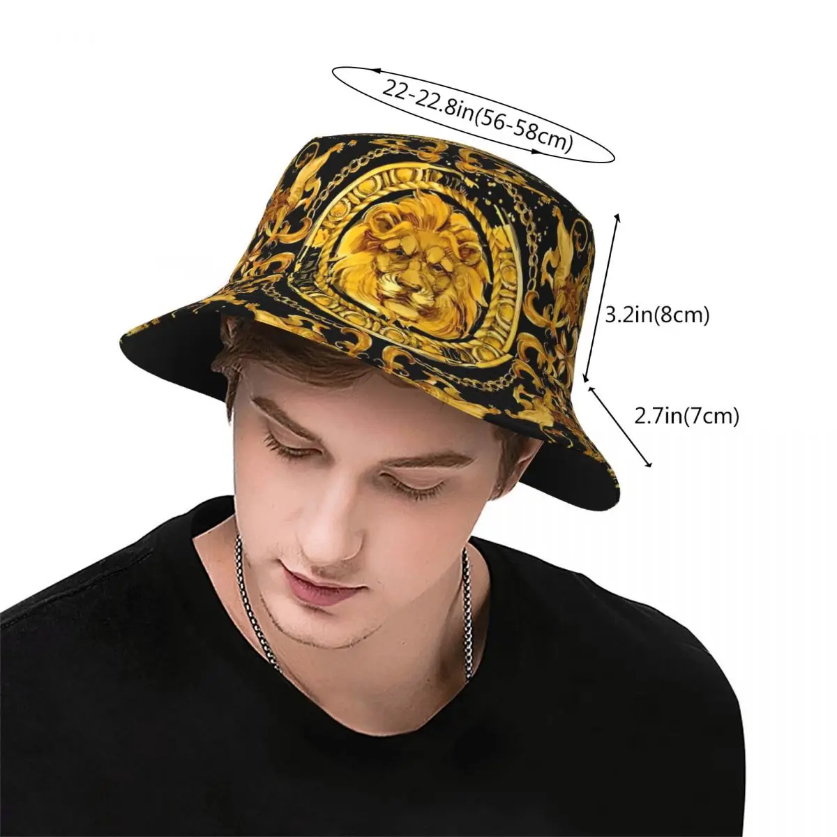 Golden Lion Luxury Design Bucket Hat for Men Women Beach Sun Hat Unique Packable for Outdoor Fishing Caps Boonie Hat