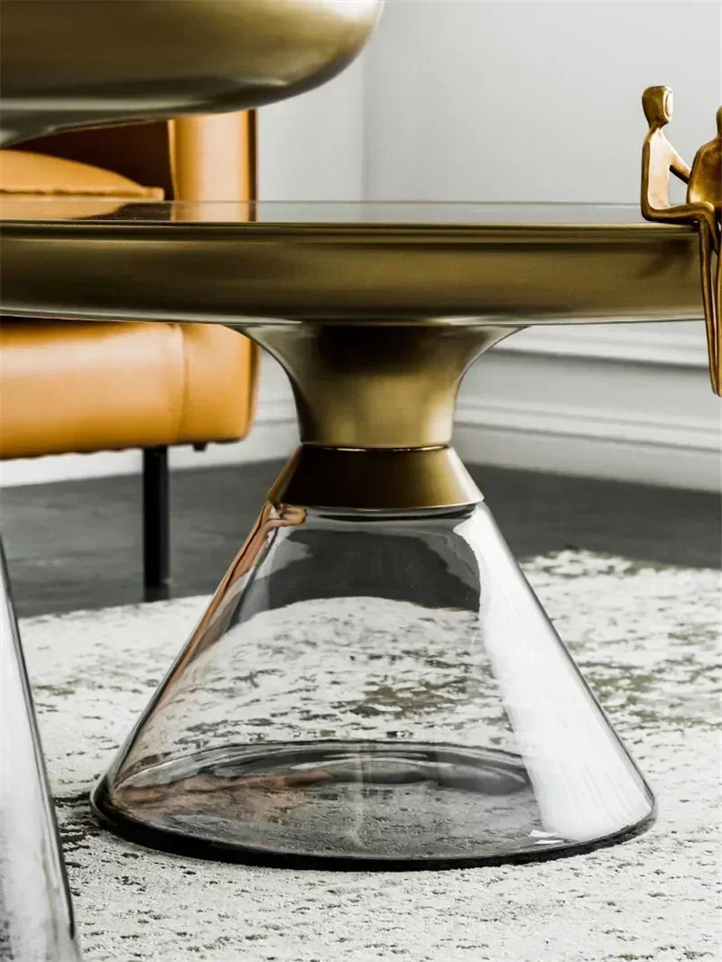 Art Tea Table Combination round Light Luxury Tempered Glass Side Table Small Apartment Modern Net Red Home Table