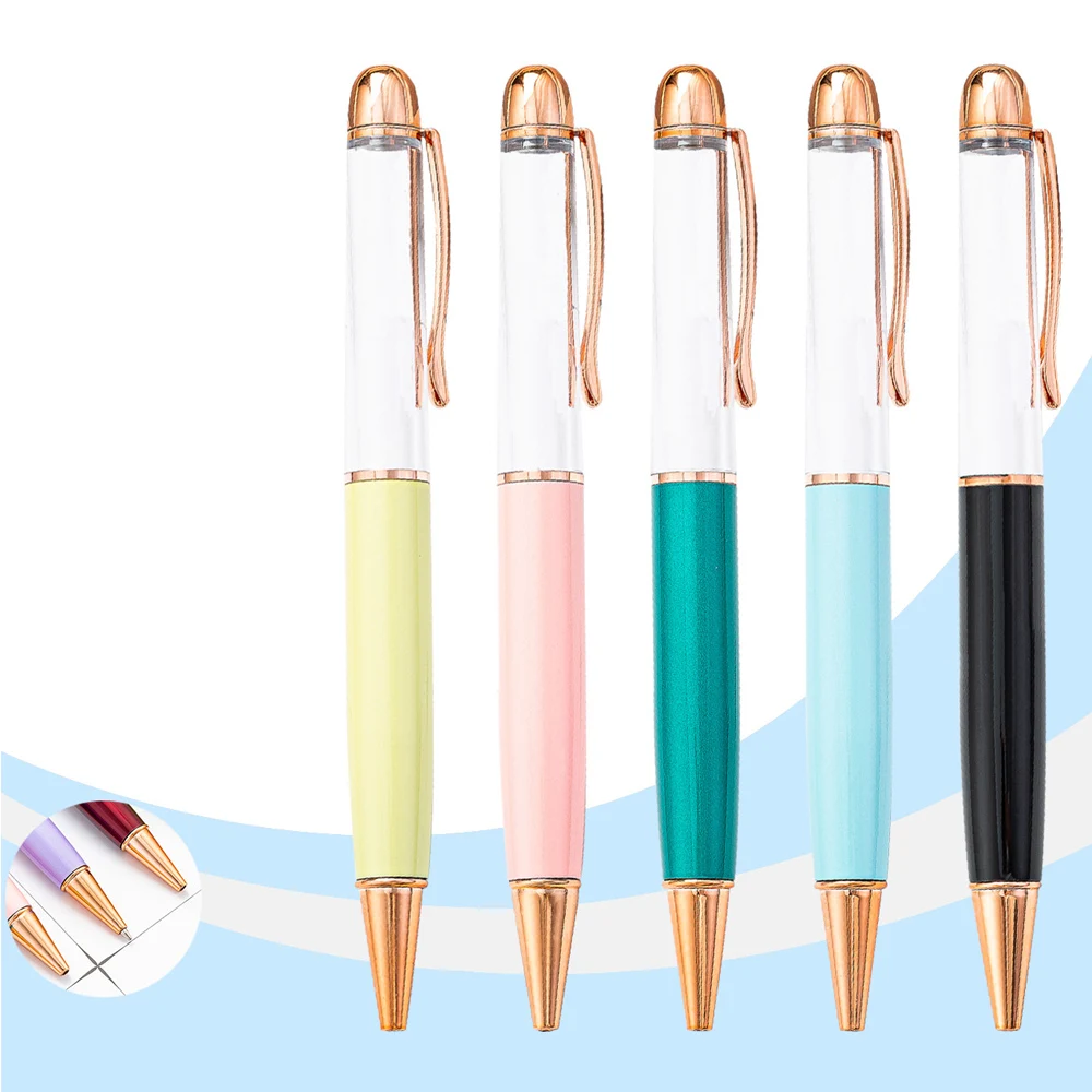 50PCS Custom Logo DIY Empty Tube Floating Ballpoint Pen Favorite Liquid Sand Pen Gifts School Supplies Stationery Signature Pen
