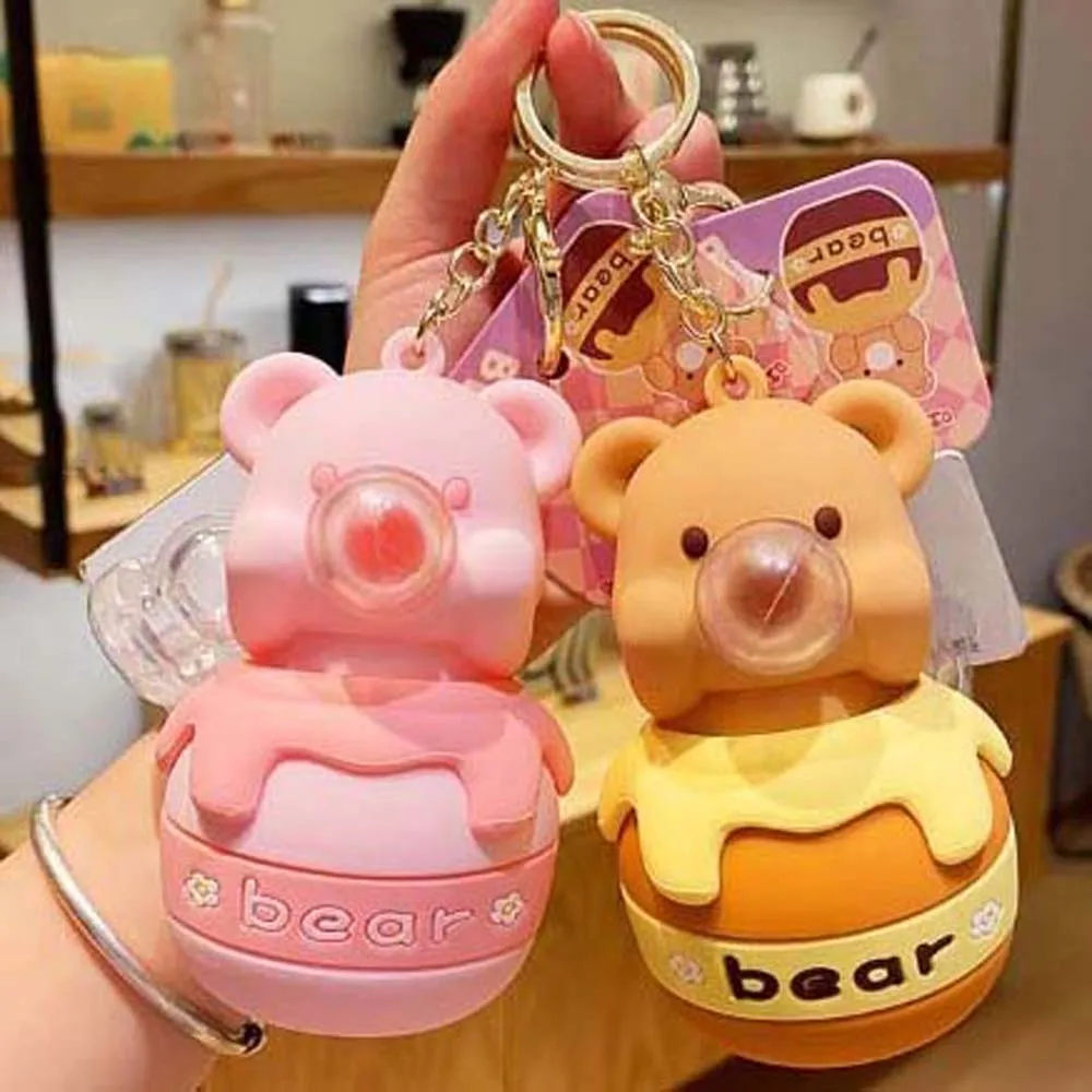 Bag Pendant Bear PVC Key Chain Honey Jar Cartoon Cartoon Squeezing Toys PVC Doll Key Ring Backpack Decoration Children Gift