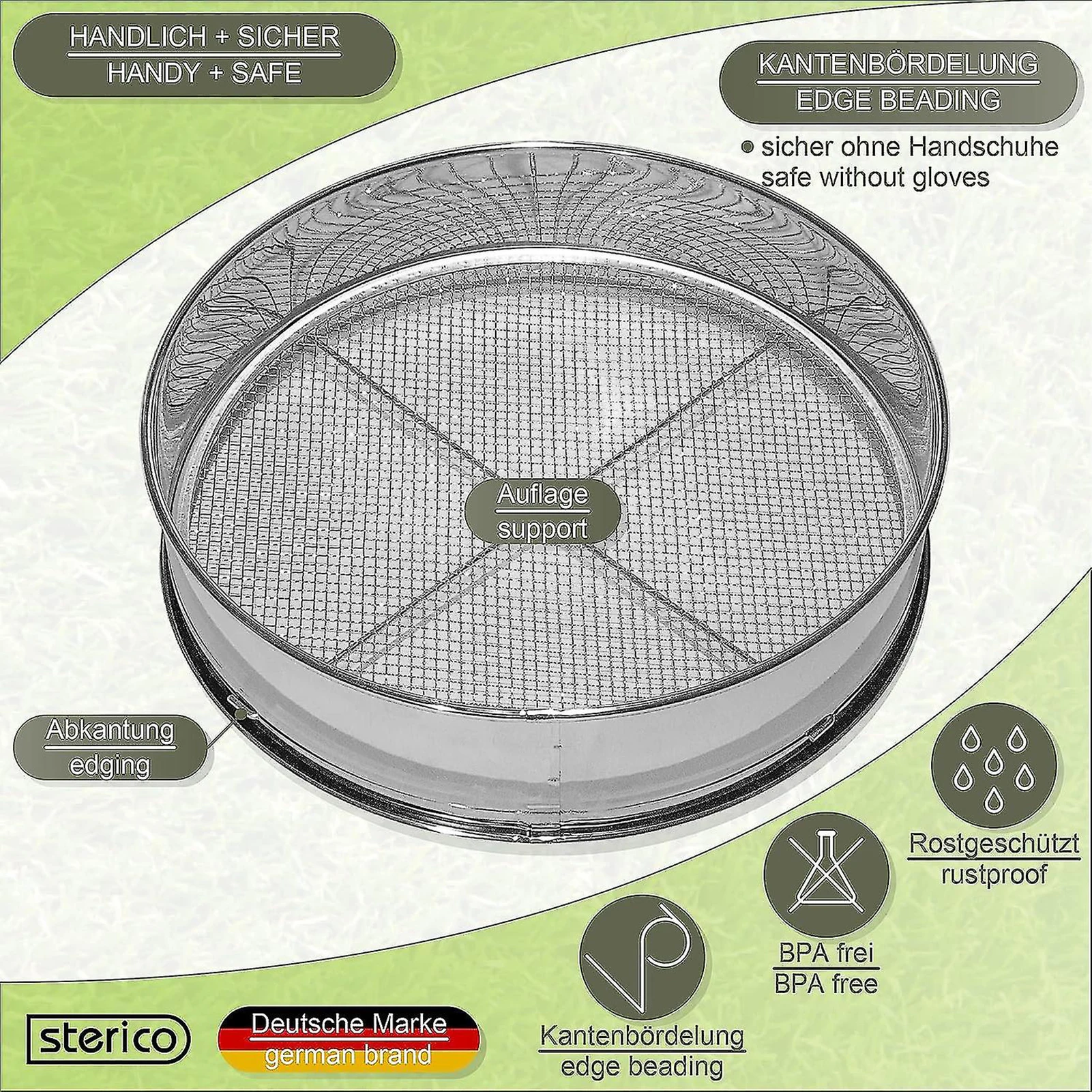 

Stainless Steel Soil Sieve Set with Acid-Resistant and Alkali-Resistant Material Suitable for Threshing Grazing