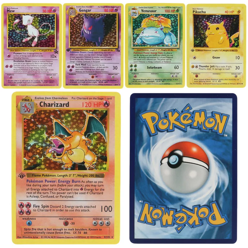 

151Pcs/Box Pokemon Flash Cards Limited Edition Charizard Blastoise Venusaur pikachu 1996 First generation Collection Cards