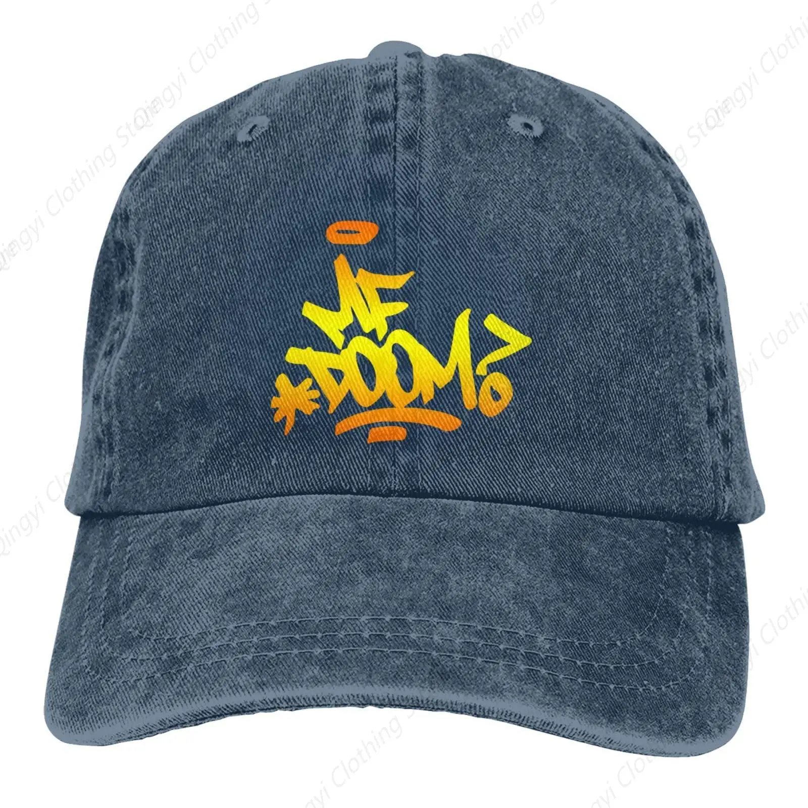 

Rapper Doom Cowboy Hat Baseball Cap Vintage Washed Unisex Adjustable Hat Navy Blue