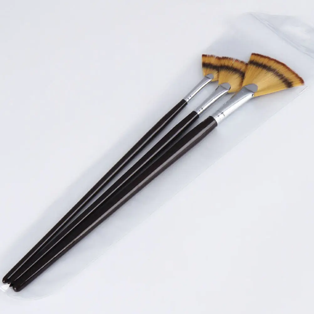 

3Pcs Nylon Paintbrushes Fanshaped Design Easy Control Durable Comfortable for Watercolor Gouache Acrylic Paint