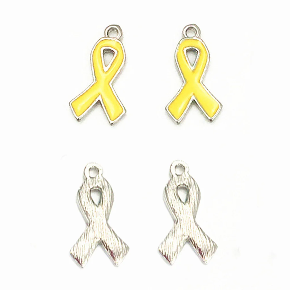 

50Pcs Shiny Yellow Ribbon Pendant Alloy Charm Women Girls DIY Fashion Accessory for Bag Sweater Hat Scarf Pendant