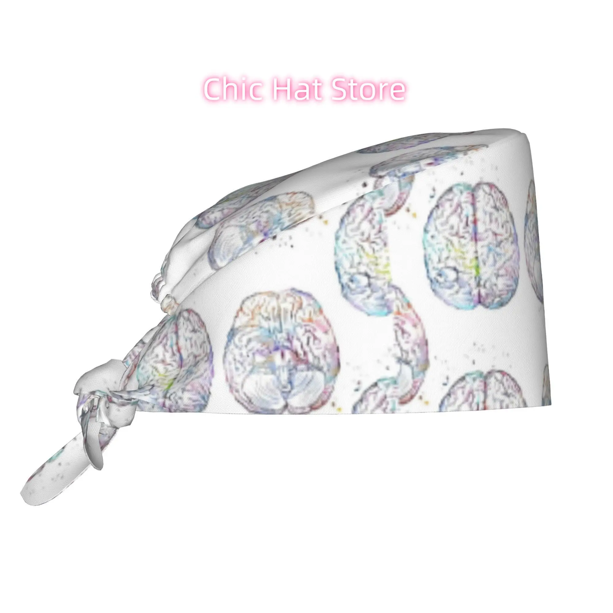 Brain Anatomy Superior And Inferior View Unisex Work Cap Adjustable Lightweight with Lace Up Desig Dust Proof Suitable for Nurse