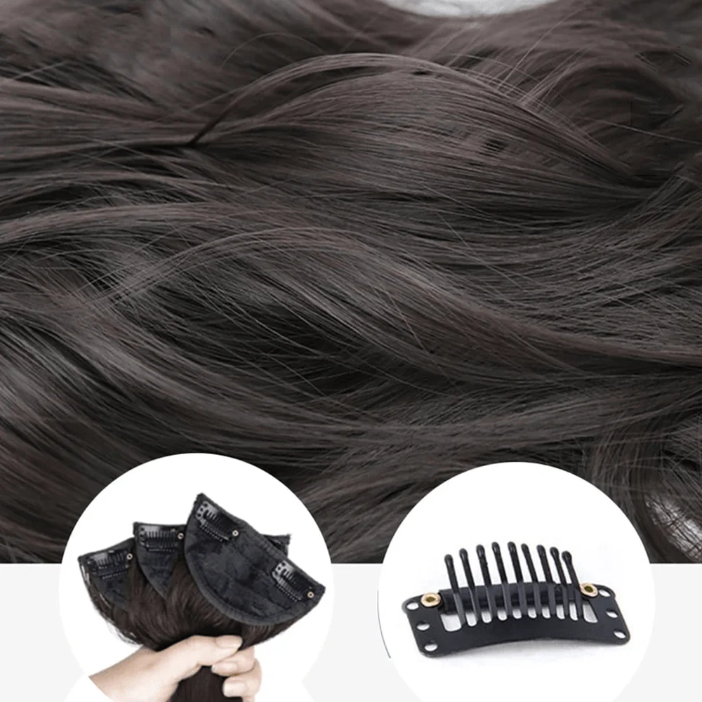 Remendos De Extensões De Cabelo Sintético, Fibras Resistentes Ao Calor, Long Wig Patches, Peruca