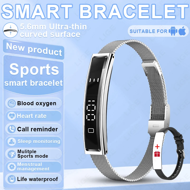 Nova Pulseira Inteligente Esportiva Feminina 2026, Monitor de Frequência Cardíaca e Saúde, Rastreador de Fitness, Relógio Inteligente à Prova d'Água I
