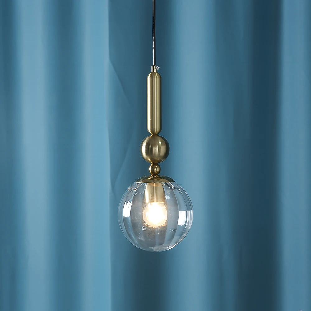 

Modern Glass Ball Led Pendant lights Bedside Gold Indoor Kitchen Hanging lamp luminaire Dining Room Lighting Decor Fixtures